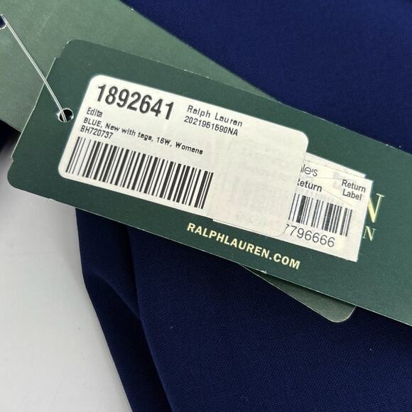 Lauren Ralph Lauren Edita Wool Blend Slim Leg Pants Womens Plus Sz 16W Navy NEW - Picture 8 of 9